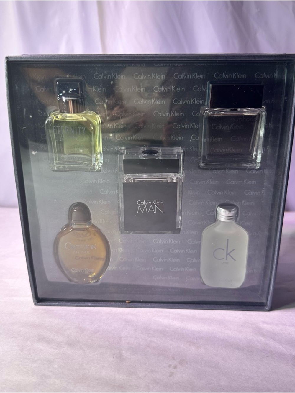 Calvin Klein Men’s Mini Fragrance Set - Clear, Black, Yellow, Amber, Frosted